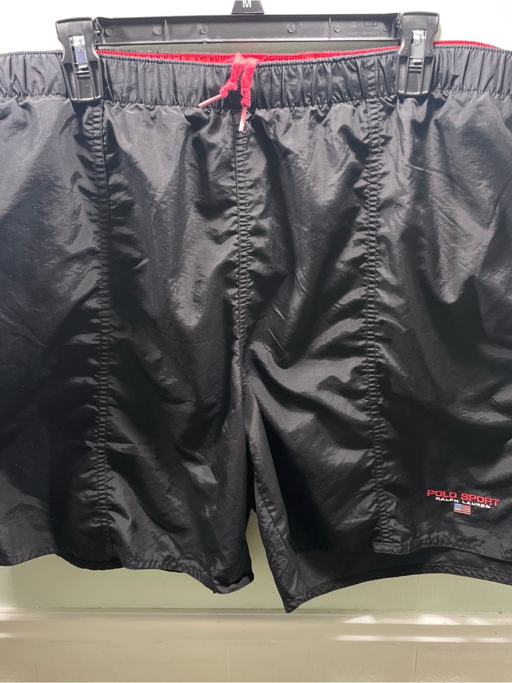 Polo by Ralph Lauren Black Athletic Swim Shorts with Red Accents
